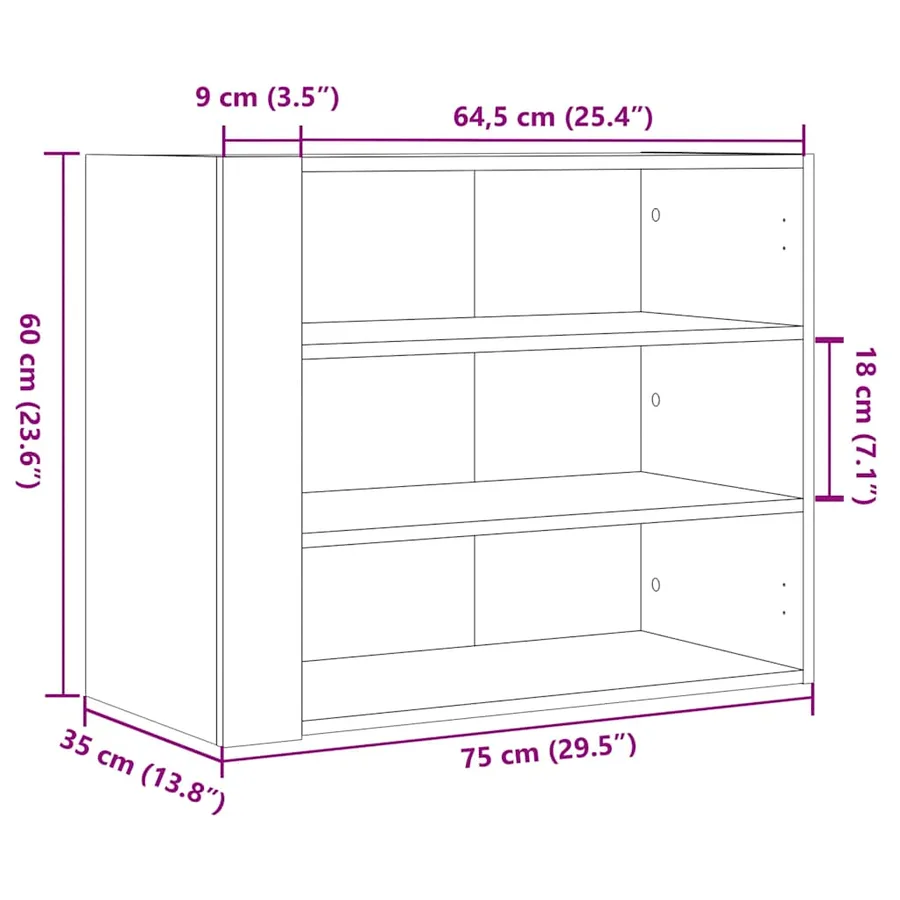 Armoire murale chêne marron 75x35x60 cm bois d'ingénierie - 10