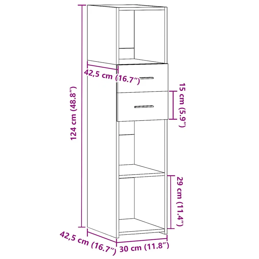 Buffet haut sonoma gris 30x42,5x124 cm bois d'ingénierie - 10