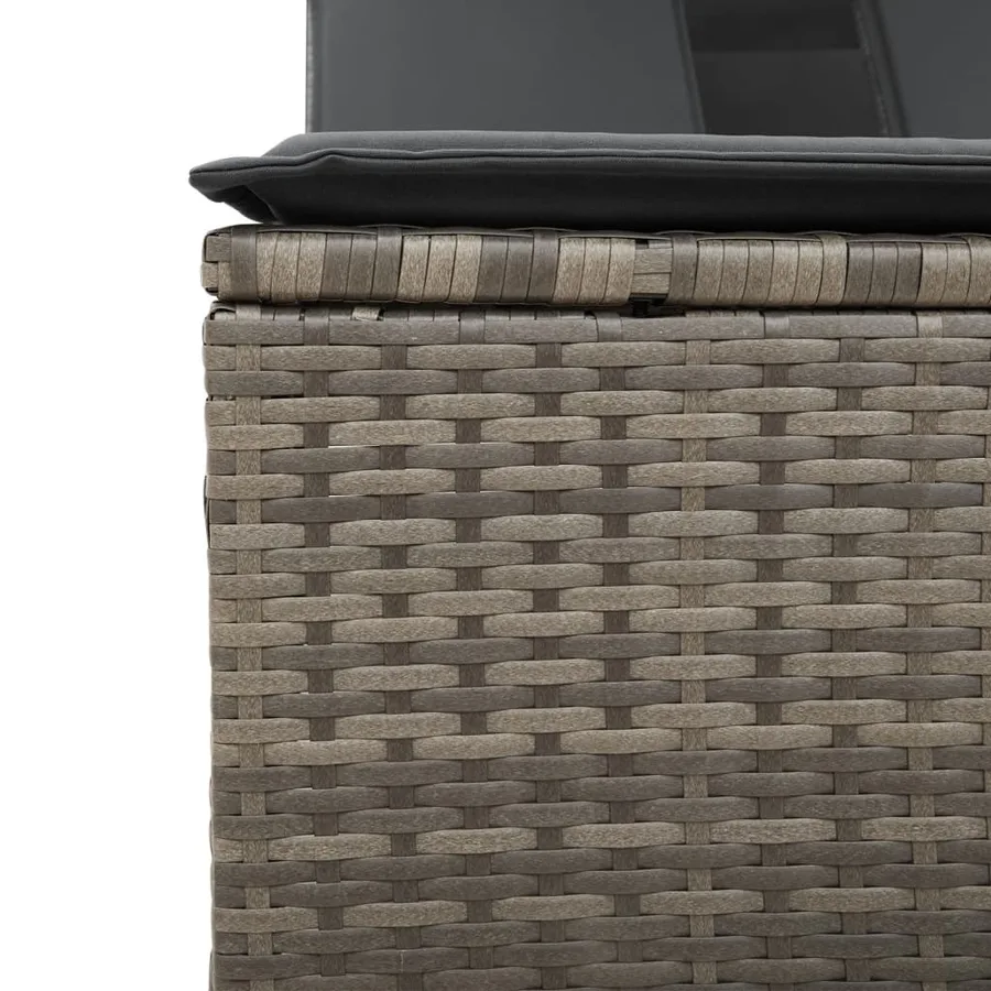 Chaise longue double et auvent et coussins gris résine tressée - 53
