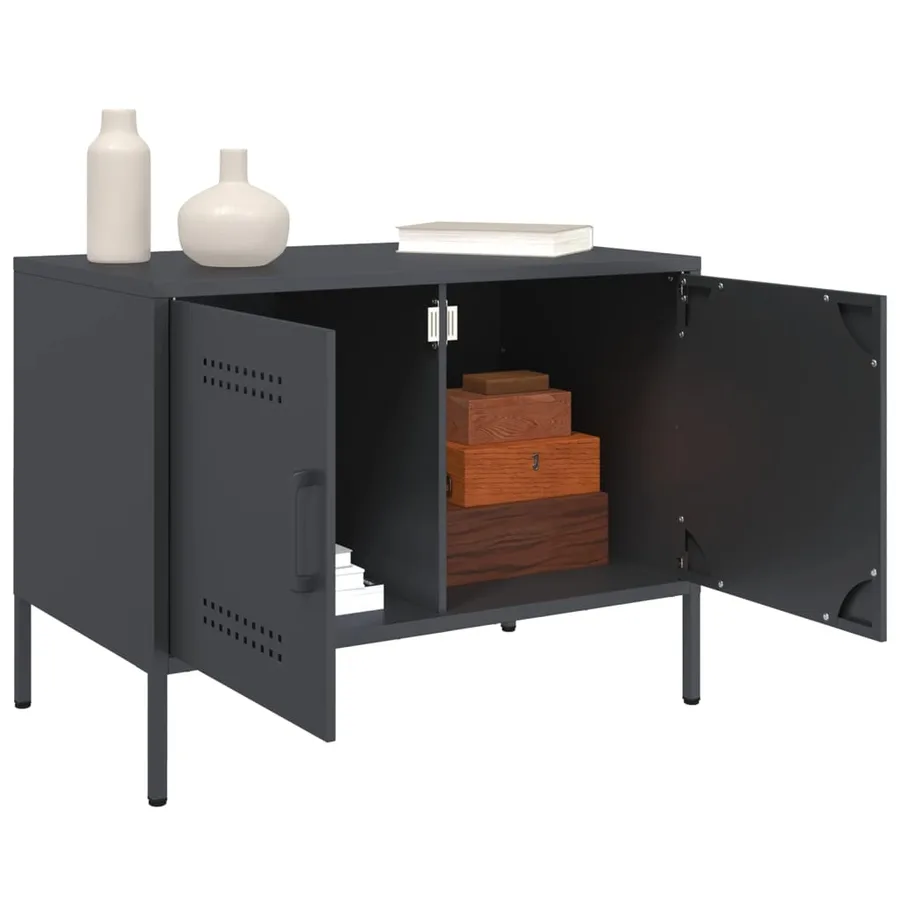 Meuble TV anthracite 68x39x50,5 cm acier - 5