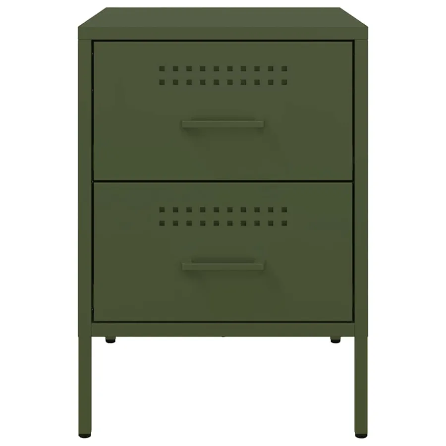 Tables de chevet 2 pcs vert olive 36x39x50,5 cm acier - 6