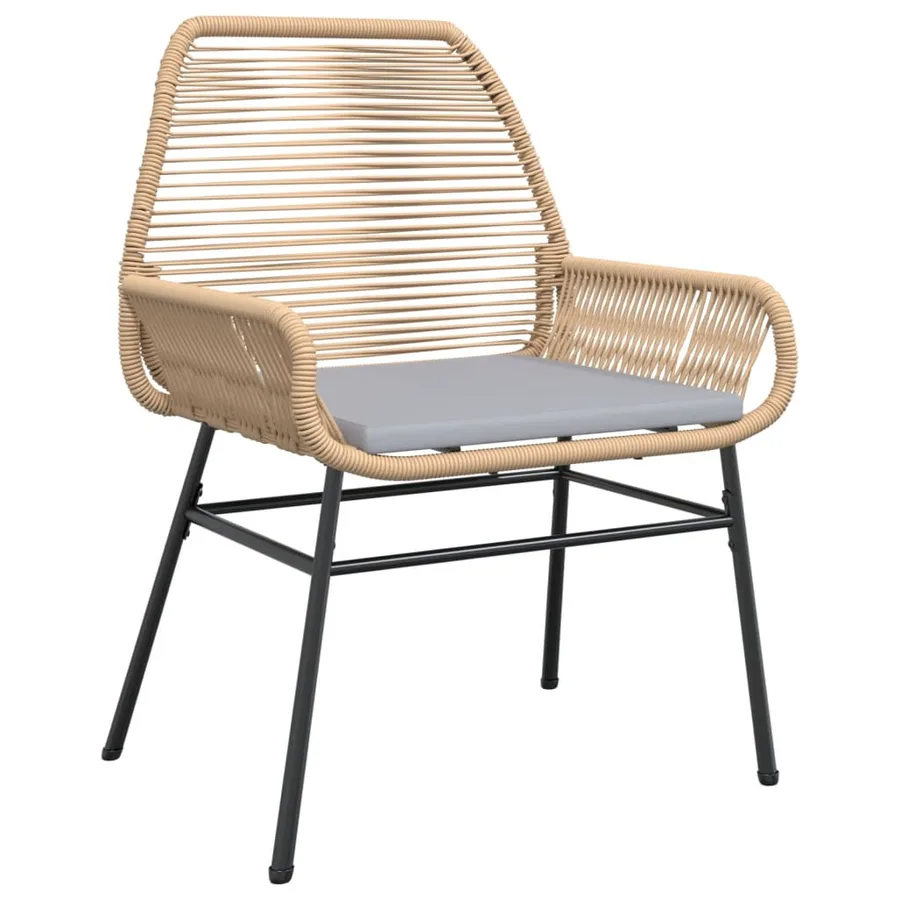 Chaises de jardin lot de 2 et coussins marron rotin - 4