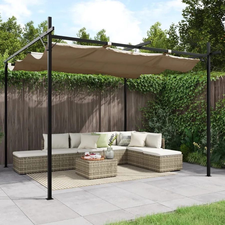 Pergola avec toit rétractable taupe 295x292x230 cm