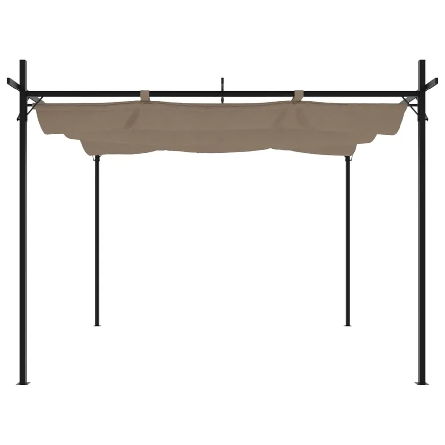 Pergola avec toit rétractable taupe 295x292x230 cm - 3
