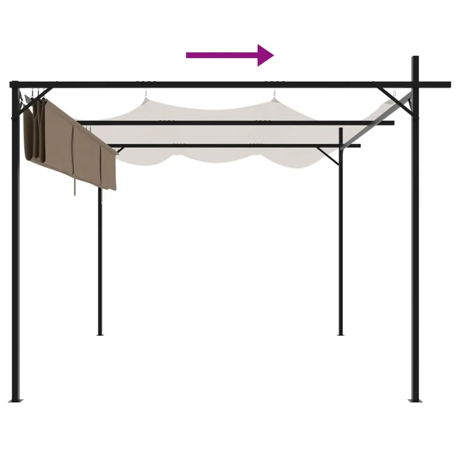 Pergola avec toit rétractable taupe 295x292x230 cm - 6