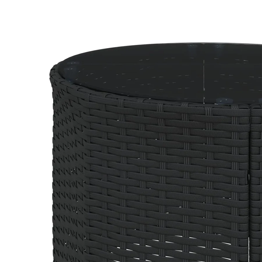 Canapé de jardin avec table coussins rond noir résine tressée - 10