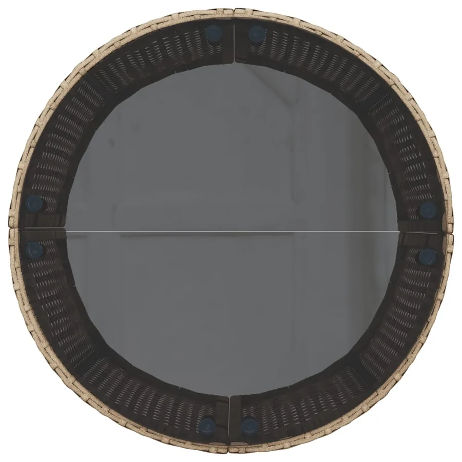 Canapé de jardin avec table coussins rond beige résine tressée - 8