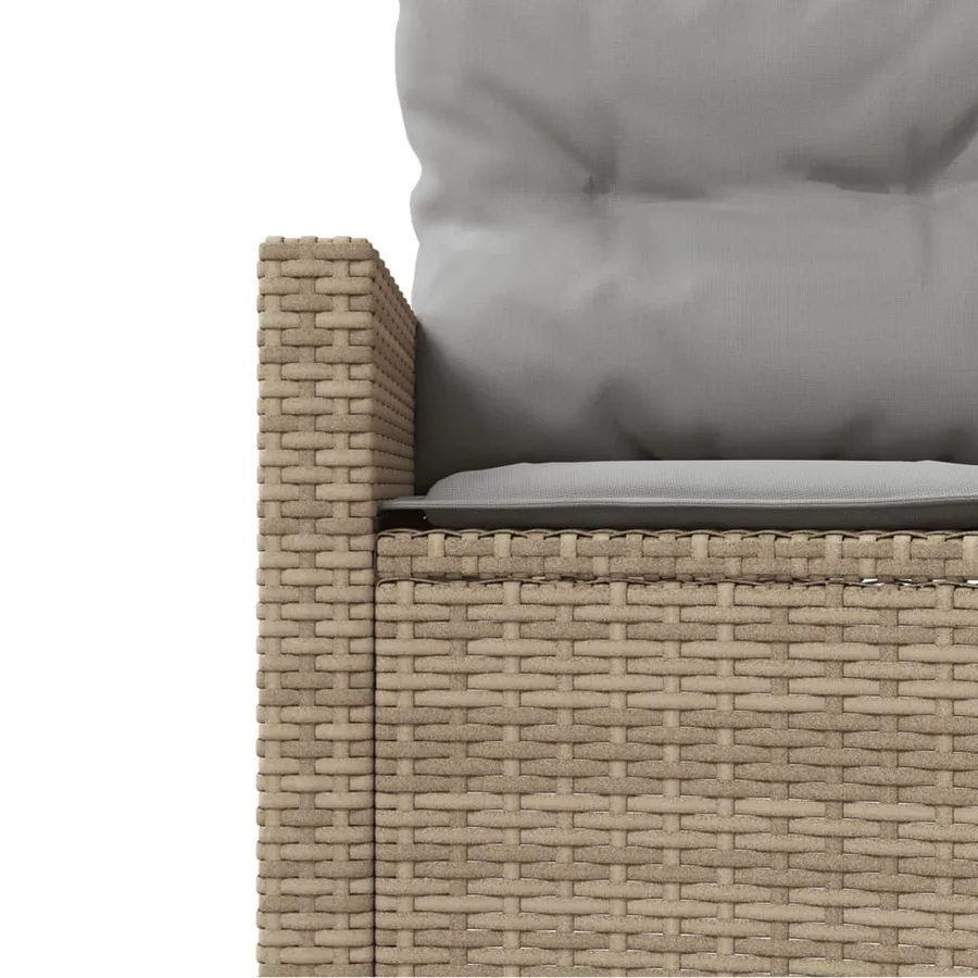 Canapé de jardin avec table coussins rond beige résine tressée - 9