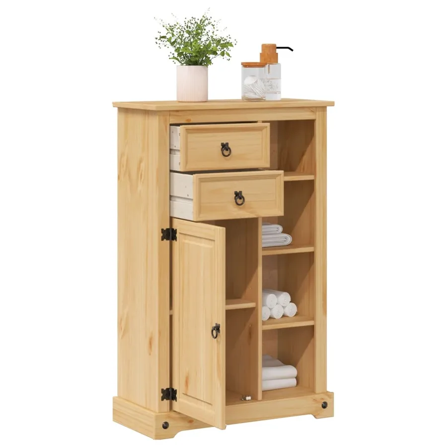 Armoire de salle de bain Corona 70x33x110 cm bois de pin massif - 3