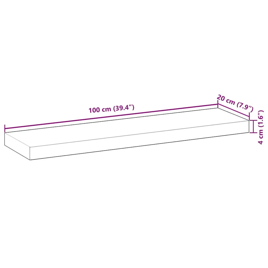 Étagères flottantes 4 pcs 100x20x4 cm acacia massif non traité - 9