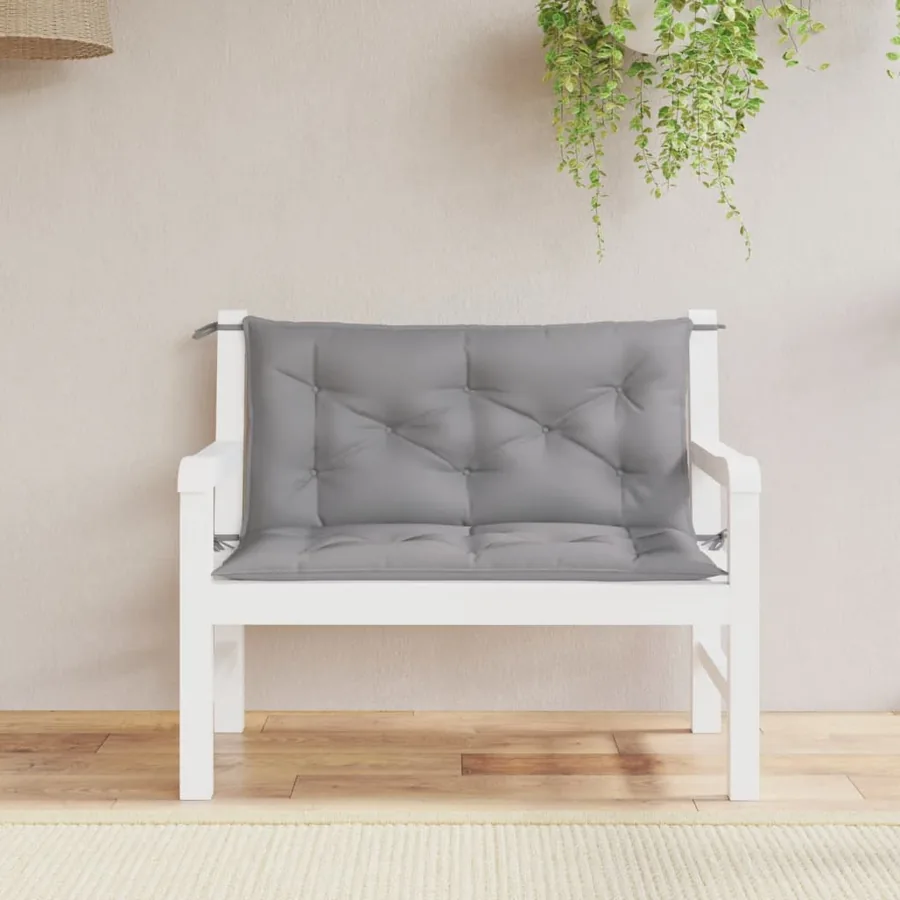 Coussins de banc jardin lot de 2 gris 100x50x7 cm tissu Oxford