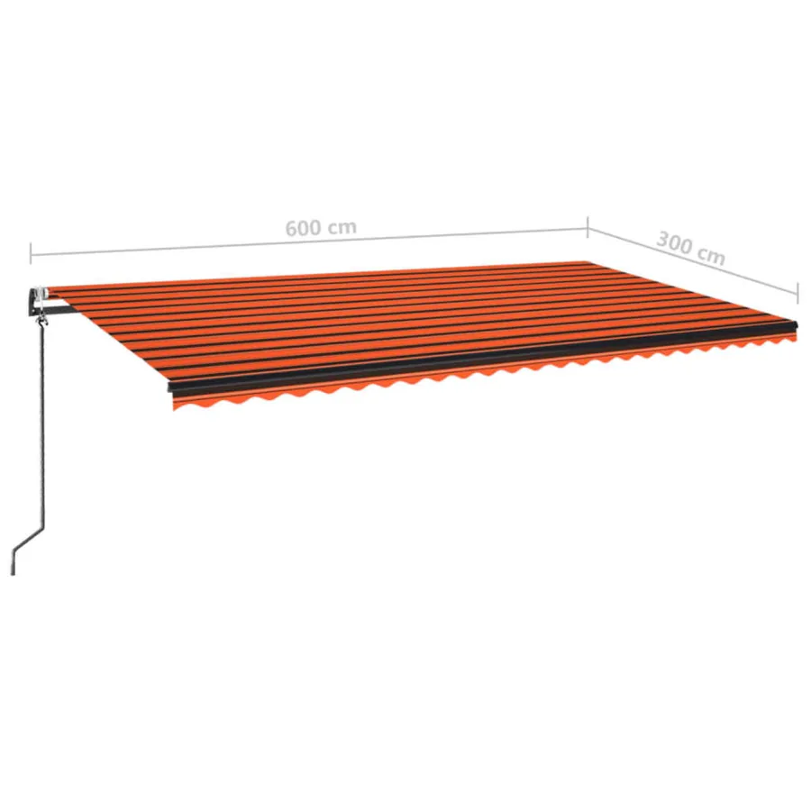 Auvent automatique capteur de vent LED 600x300 cm Orange marron - 10