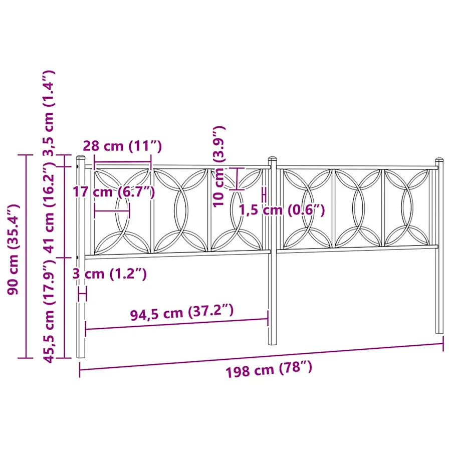 Tête de lit de remplacement métal noir 193 cm - 6