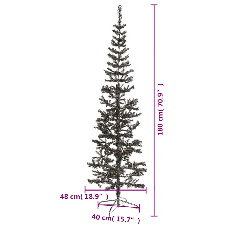 Sapin de Noël étroit Noir 180 cm - 7