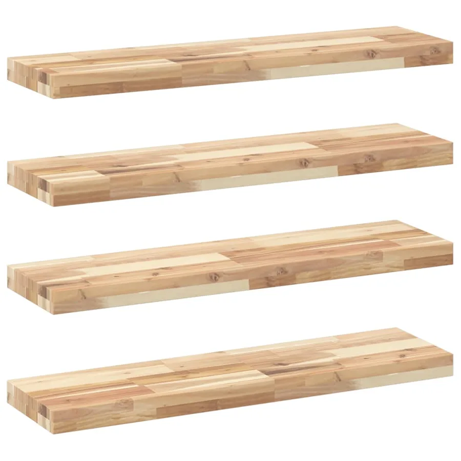 Étagères flottantes 4 pcs 80x20x4 cm acacia massif non traité - 2