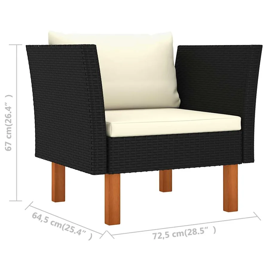 Salon de jardin 8 pcs Résine tressée et bois d'eucalyptus Noir - 10