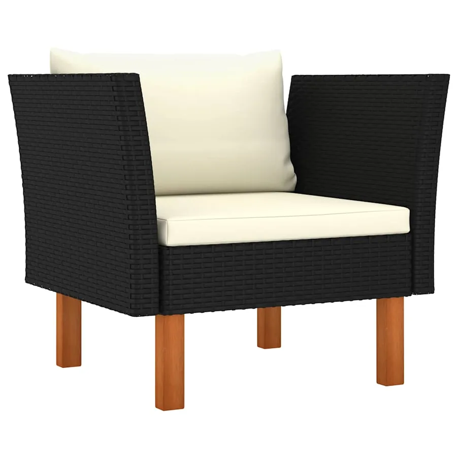 Salon de jardin 8 pcs Résine tressée et bois d'eucalyptus Noir - 6