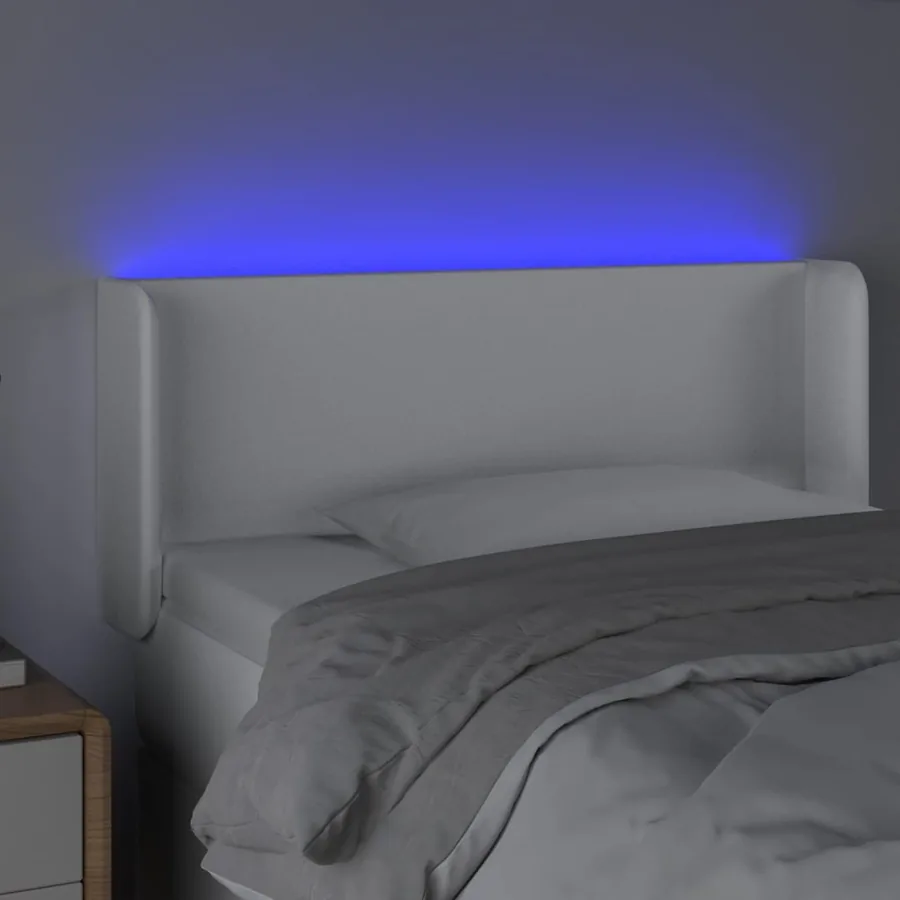 Tête de lit à LED Blanc 103x16x78/88 cm Similicuir - 4