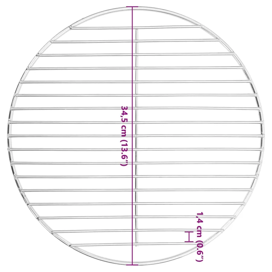 Grille de barbecue ronde Ø34,5 cm acier inoxydable 304 - 6