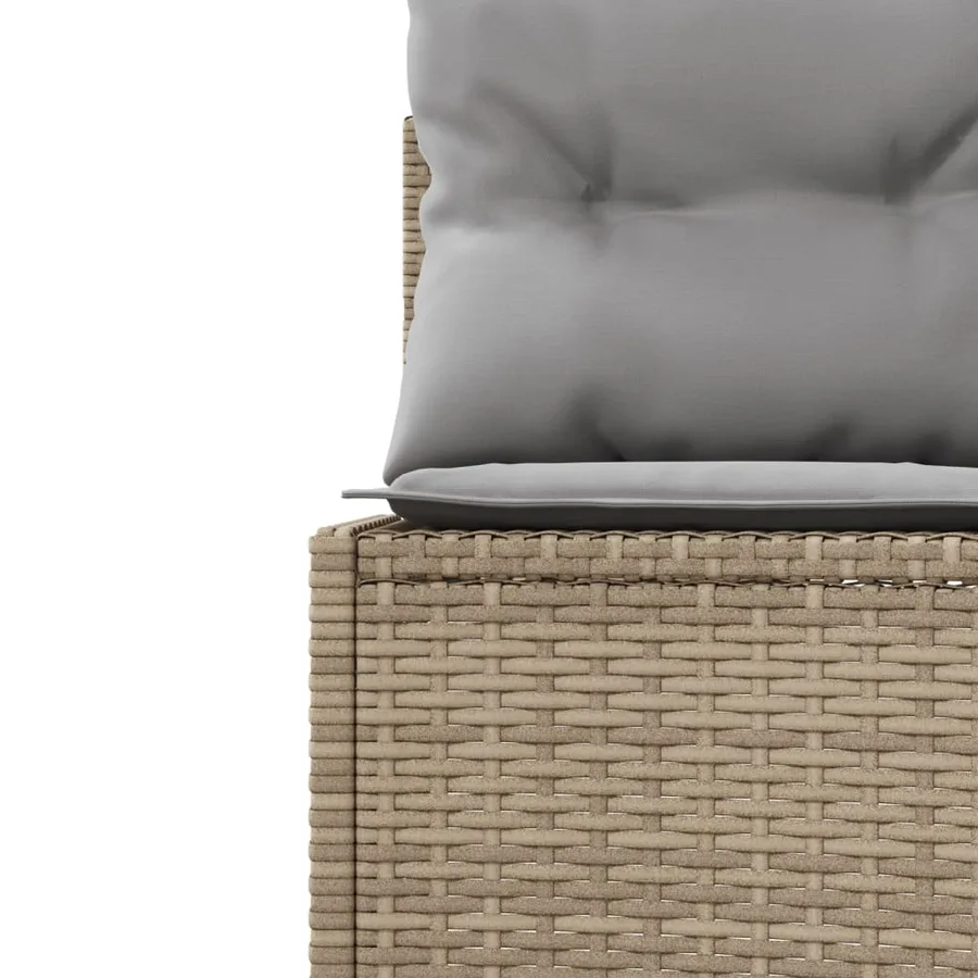 Canapé de jardin avec coussins rond beige résine tressée - 6