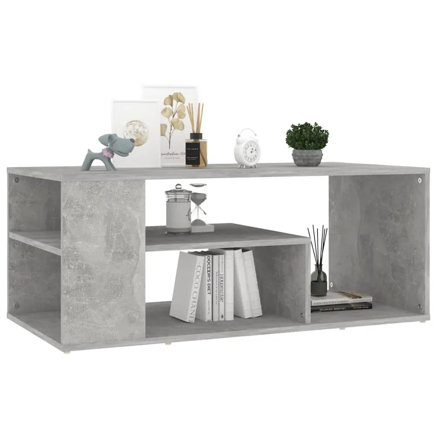 Table basse gris béton 100x50x40 cm bois d'ingénierie - 3