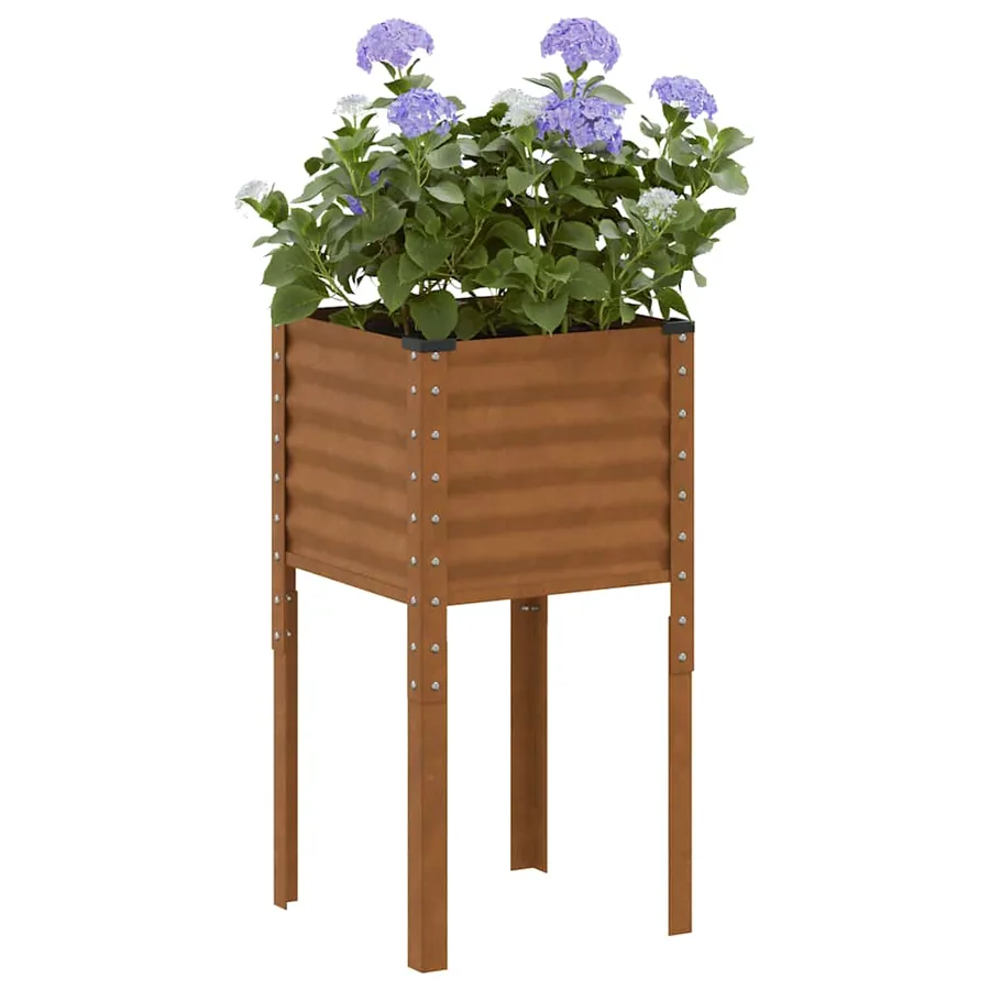 Jardinière de jardin 45 x 45 x 88 cm Acier patiné