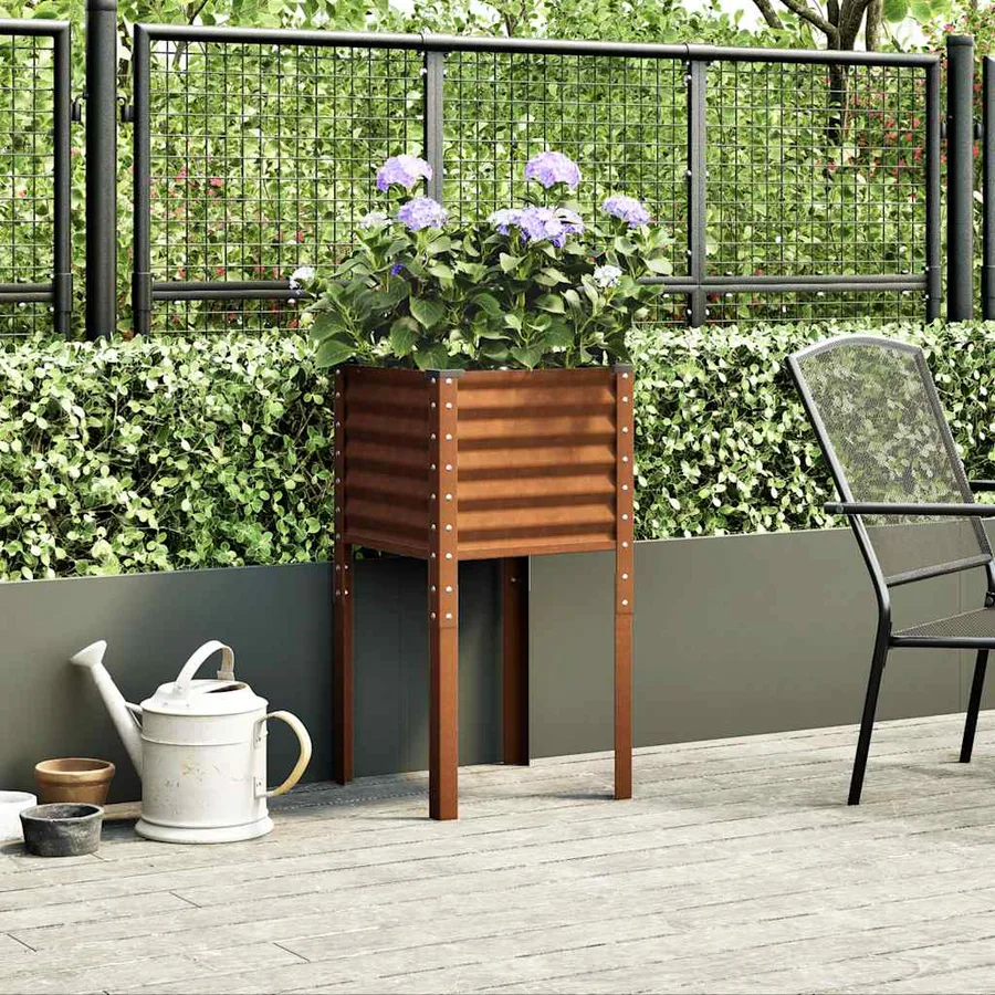 Jardinière de jardin 45 x 45 x 88 cm Acier patiné - 3