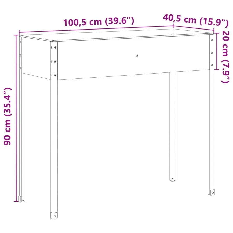 Jardinière 100,5x40,5x90 cm acier résistant aux intempéries - 10