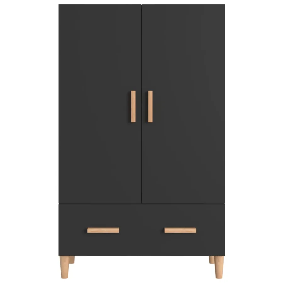 Buffet haut noir 70x31x115 cm bois d'ingénierie - 3