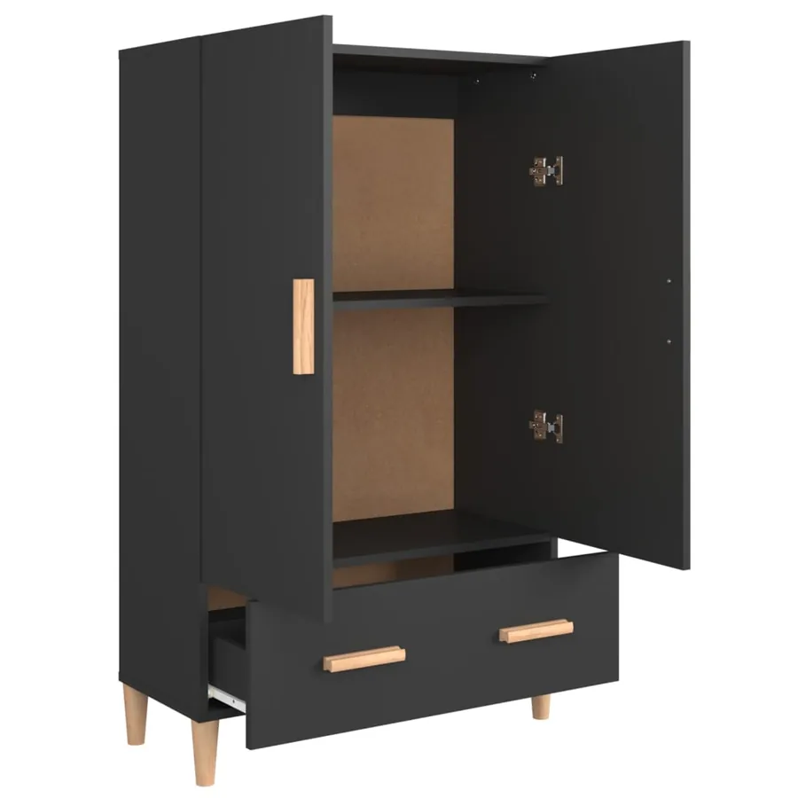 Buffet haut noir 70x31x115 cm bois d'ingénierie - 4