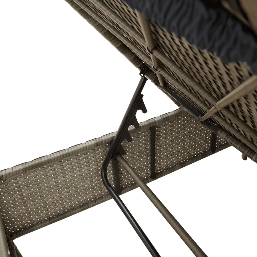 Ensemble de chaises longues avec coussins 3 pcs gris poly rotin - 10