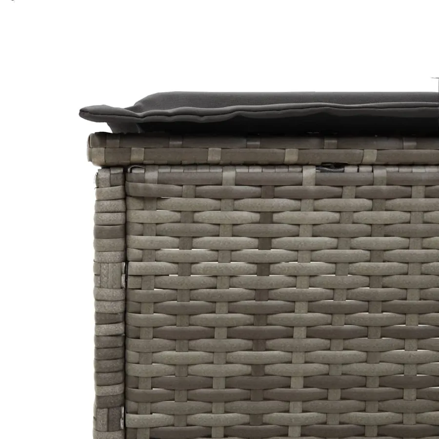 Ensemble de chaises longues avec coussins 3 pcs gris poly rotin - 11