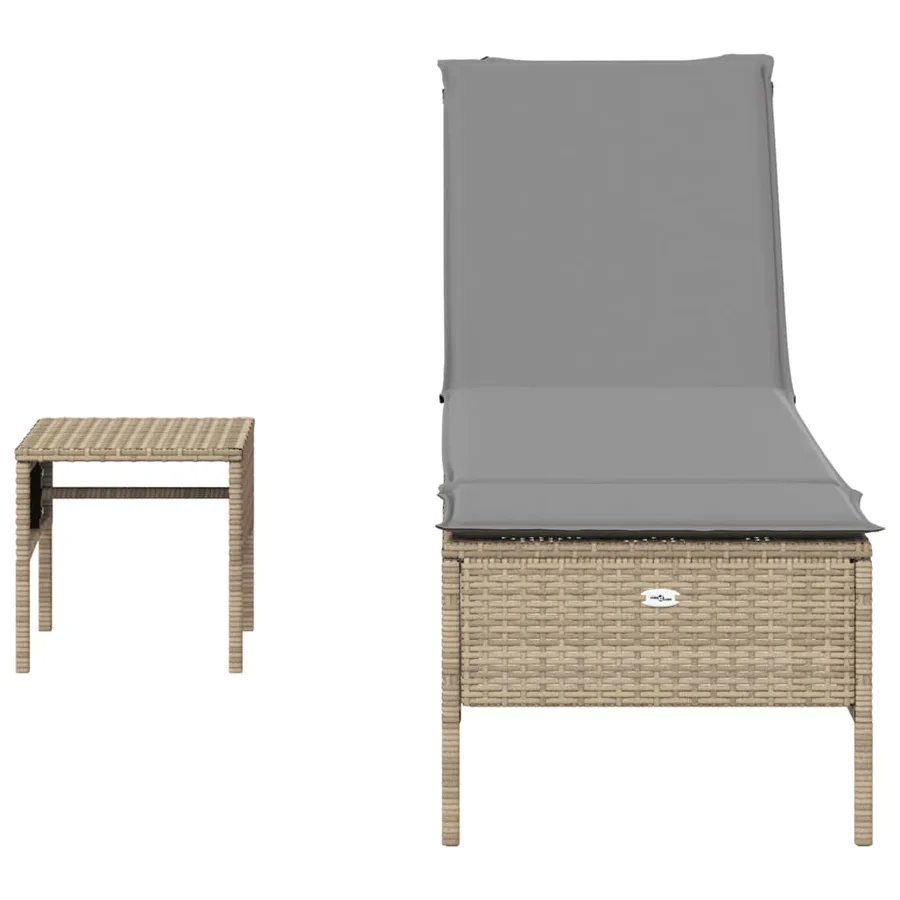 Ensemble de chaises longues avec coussins 3 pcs gris poly rotin - 21