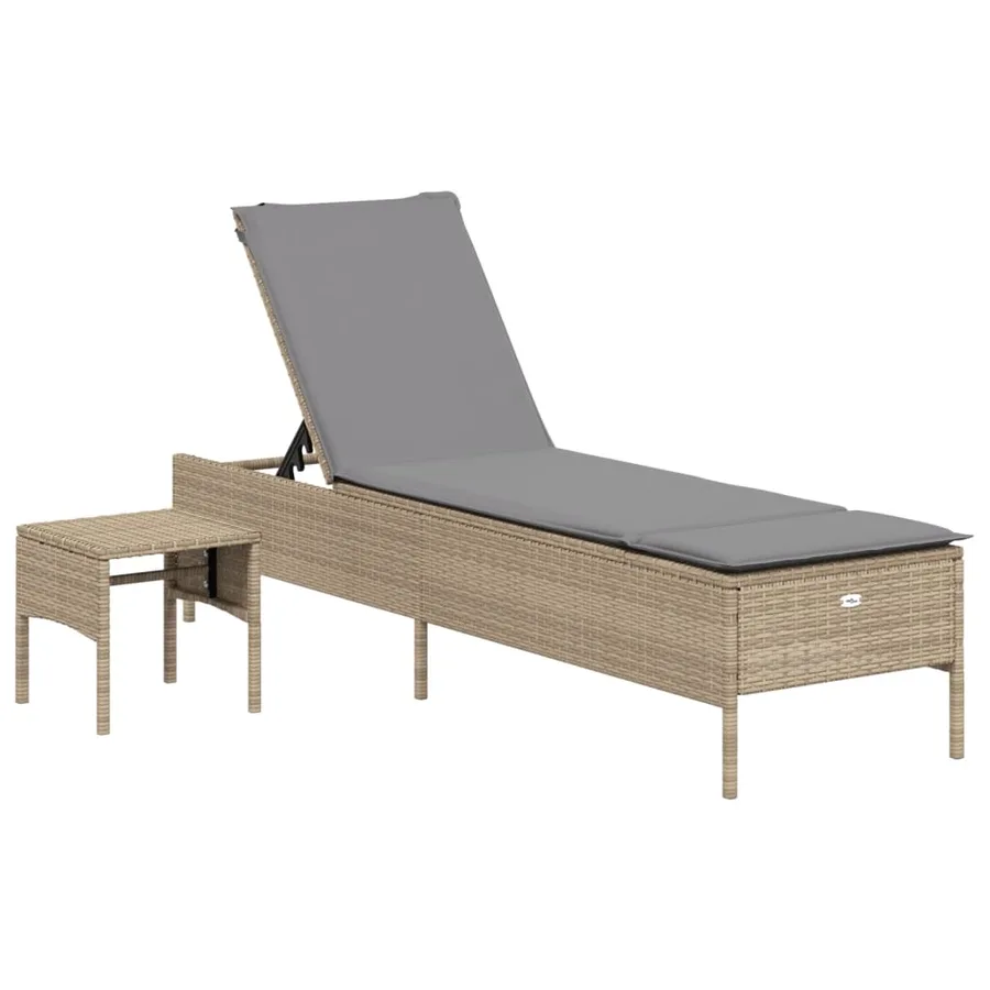Ensemble de chaises longues avec coussins 3 pcs gris poly rotin - 22