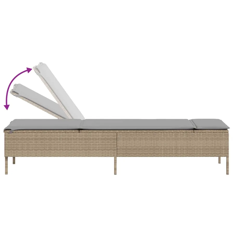 Ensemble de chaises longues avec coussins 3 pcs gris poly rotin - 25