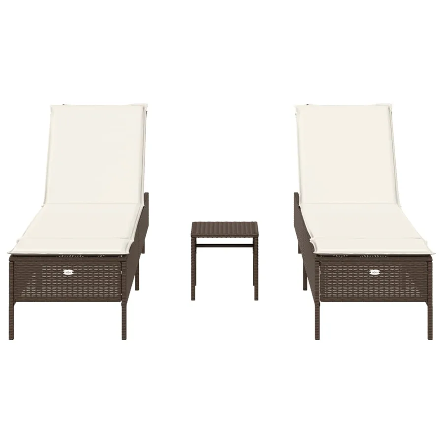 Ensemble de chaises longues avec coussins 3 pcs gris poly rotin - 34