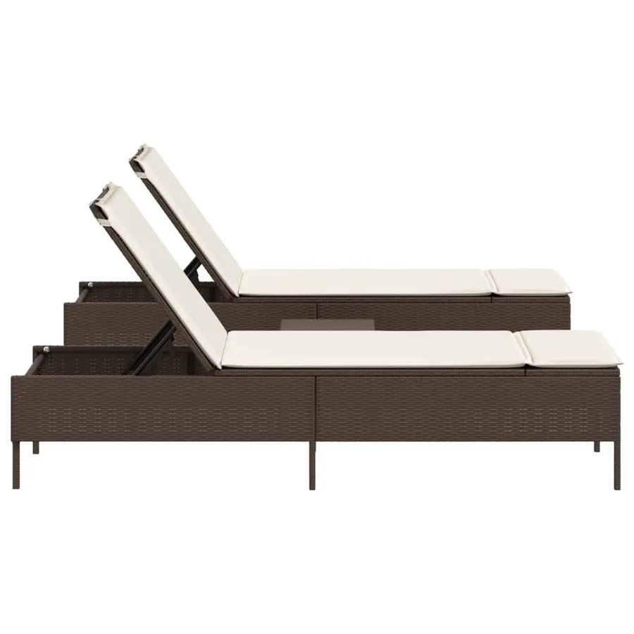 Ensemble de chaises longues avec coussins 3 pcs gris poly rotin - 35
