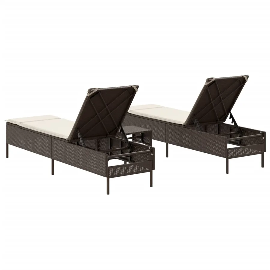 Ensemble de chaises longues avec coussins 3 pcs gris poly rotin - 36