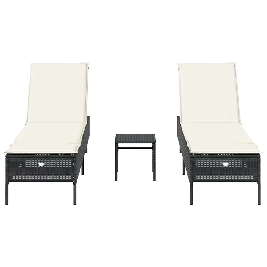 Ensemble de chaises longues avec coussins 3 pcs gris poly rotin - 48