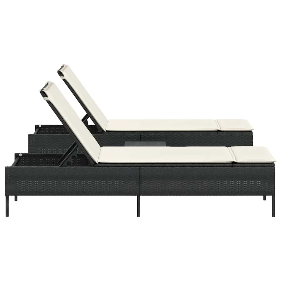 Ensemble de chaises longues avec coussins 3 pcs gris poly rotin - 49
