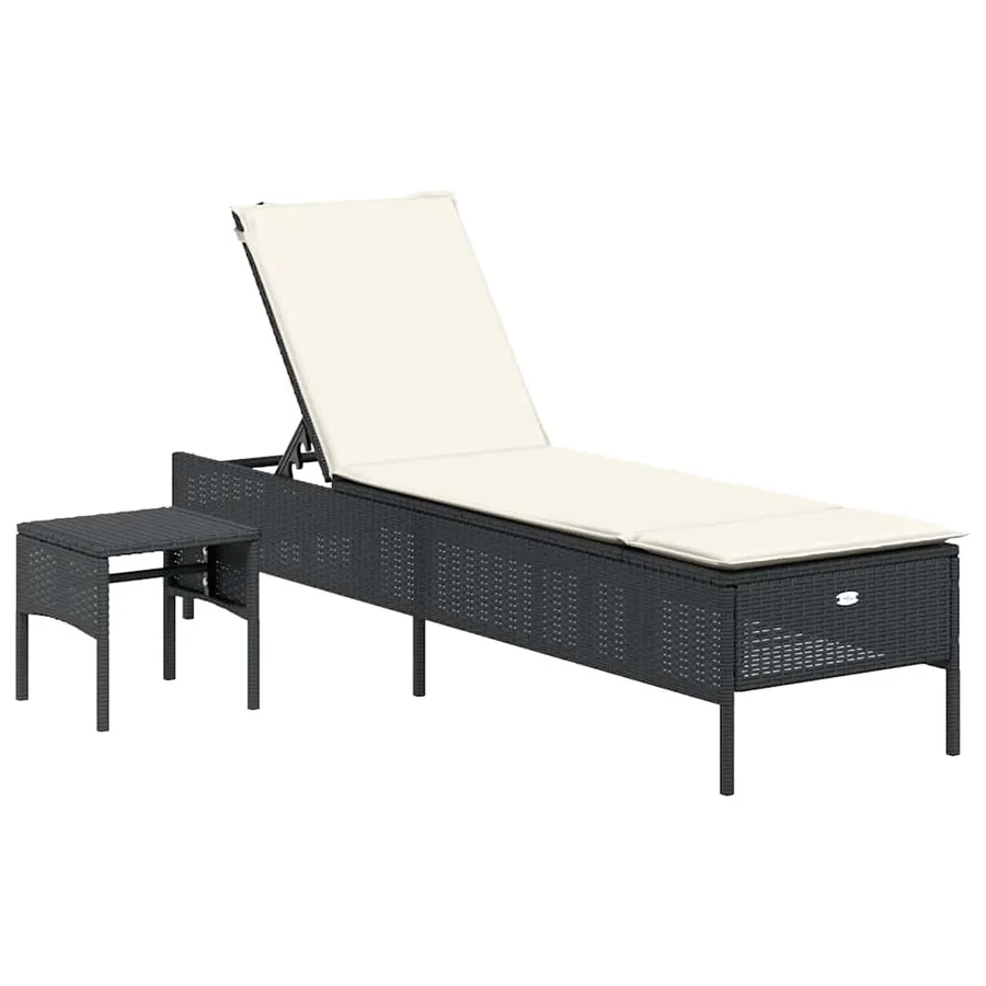 Ensemble de chaises longues avec coussins 3 pcs gris poly rotin - 51