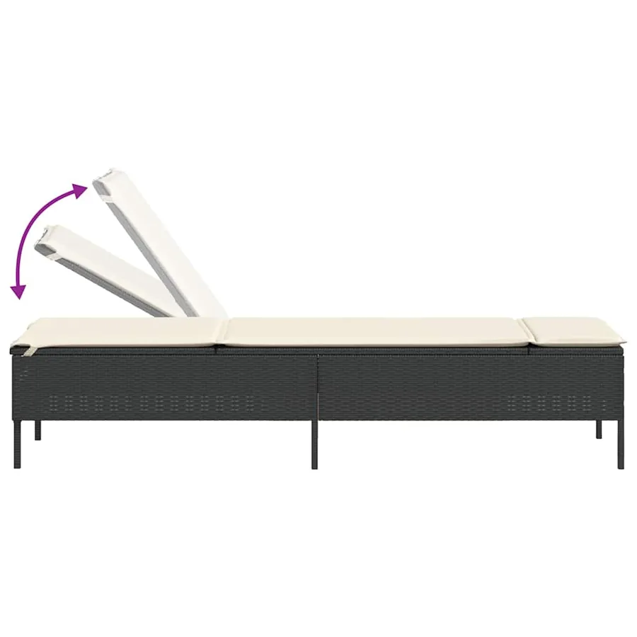 Ensemble de chaises longues avec coussins 3 pcs gris poly rotin - 53