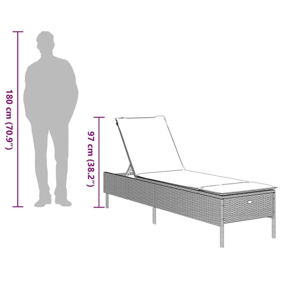 Ensemble de chaises longues avec coussins 3 pcs gris poly rotin - 58