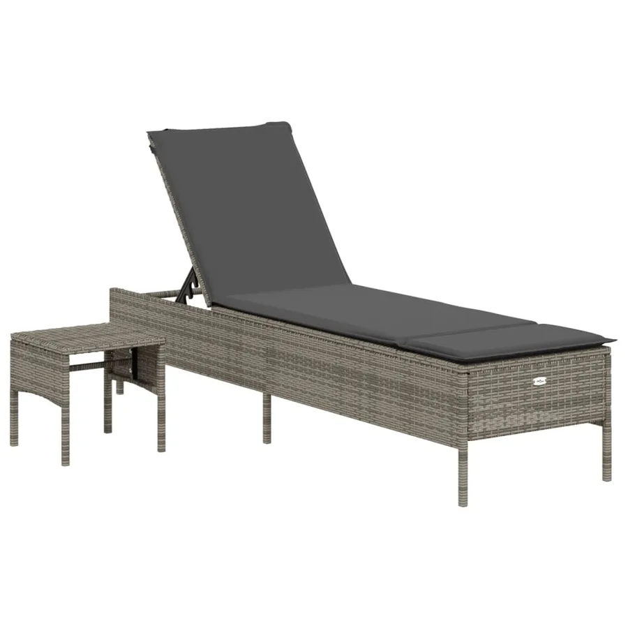 Ensemble de chaises longues avec coussins 3 pcs gris poly rotin - 7
