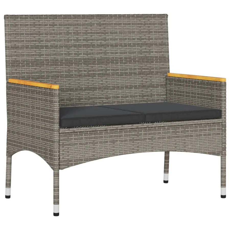 Banc de jardin 2 places avec coussins/table gris résine tressée - 4