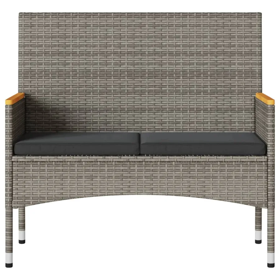 Banc de jardin 2 places avec coussins/table gris résine tressée - 5
