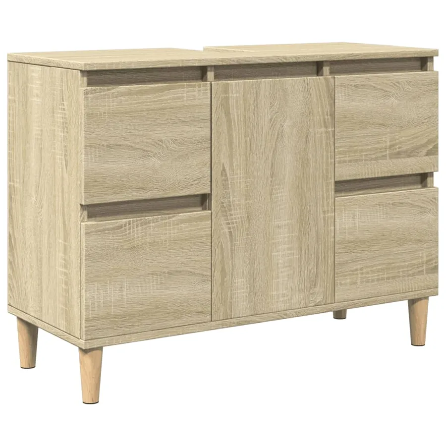 Meuble d'évier chêne sonoma 80x33x60 cm bois d'ingénierie - 2