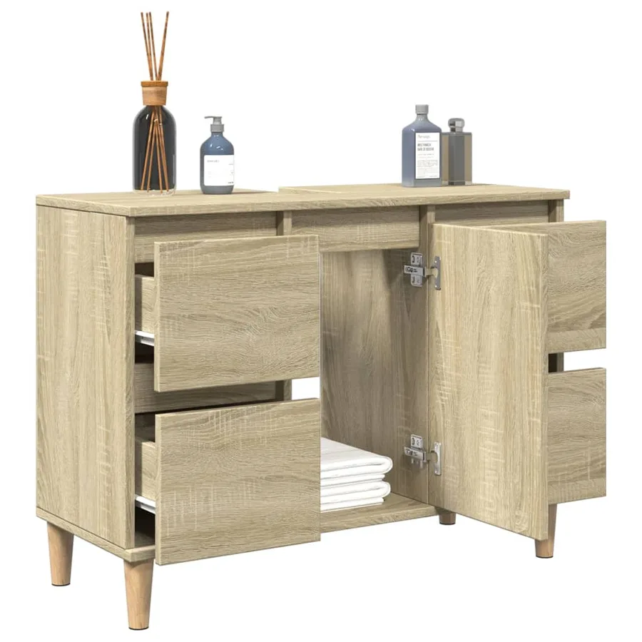 Meuble d'évier chêne sonoma 80x33x60 cm bois d'ingénierie - 4