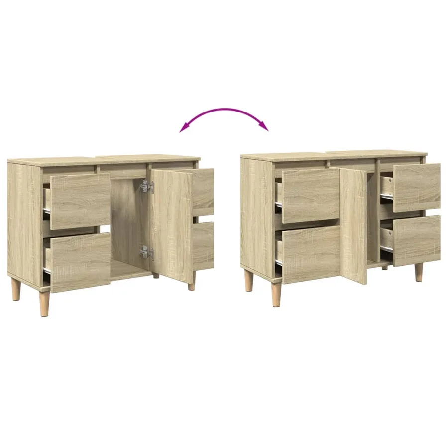 Meuble d'évier chêne sonoma 80x33x60 cm bois d'ingénierie - 9