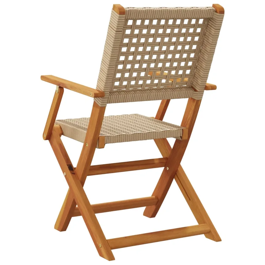 Chaises de jardin lot de 2 beige bois massif d'acacia et rotin - 7